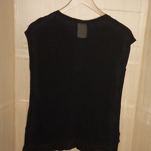 Rock & Republic Black Stretchy Short Sleeve Top Sequin Detail Large - Picture 2 of 7